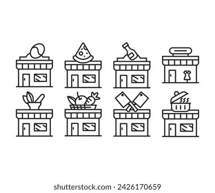 shop and store line icons vector illustration