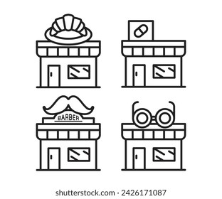 tienda y tienda línea iconos ilustración vectorial