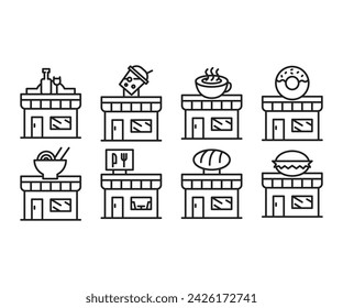 shop and store line icons vector illustration