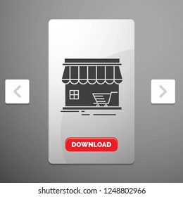 shop, store, market, building, shopping Glyph Icon in Carousal Pagination Slider Design & Red Download Button