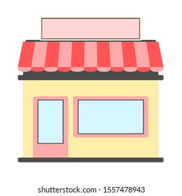 Shop store market office shopping online business icon. Flat design vector illustration.