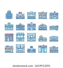 shop store market sale doodle icons set vector. business buy, phone smartphone, supermarket digital, modern service, cart delivery shop store market sale sketch hand drawn
