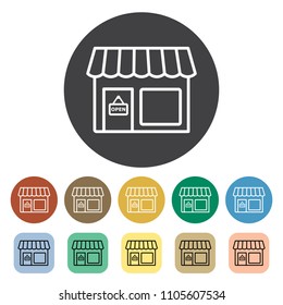 Shop, Store outline icons collection. Vector illustration.
