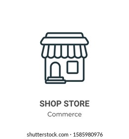 Shop store outline vector icon. Thin line black shop store icon, flat vector simple element illustration from editable commerce concept isolated on white background