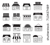 Shop Store and Shopping Mall Building Icons
