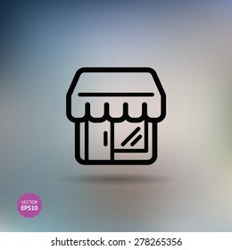 Shop / store, supermarket building vector icons. Flat.