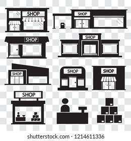 Shop or store, supermarket icon set vector isolated on white background.