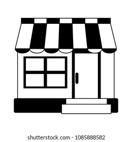 Shop store symbol on black and white