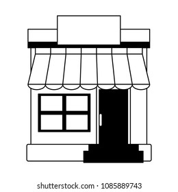 Shop store symbol on black and white
