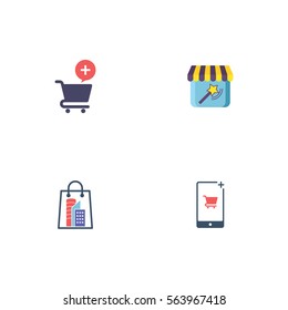 Shop And Store Vector Icon Logo Element Set