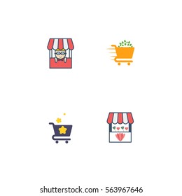 Shop And Store Vector Icon Logo Element Set