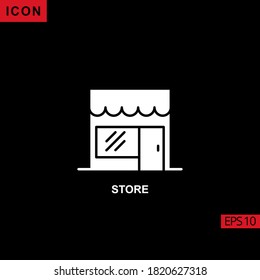 Shop or store vector icon on black background. Illustration flat icon for graphic, print media interfaces and web design.
