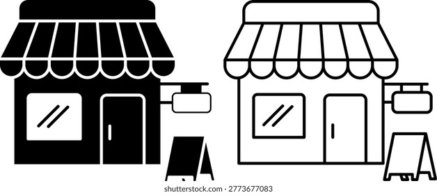 Shop Storefront Icon Set Retail Market Boutique Small Business Building Vector Illustration