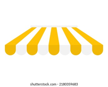 Ver techo de rayas para el mercado. Despertador amarillo para comprar. Tienda de tiendas callejeras. Vector aislado en blanco.