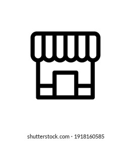 Shop stroke line icon. Outline store vector pictogram. Isolated on a white background.