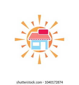 Shop Sun Logo Icon Design