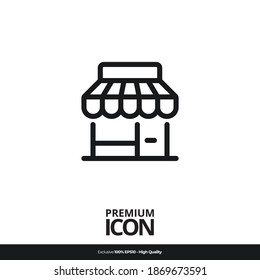 Shop symbol Vector line icon illustration mobile application. Simple flat modern design style. Black color.