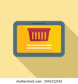 Shop tablet basket icon. Flat illustration of Shop tablet basket vector icon for web design