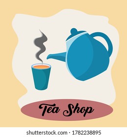 shop tea marketplace vector logo design