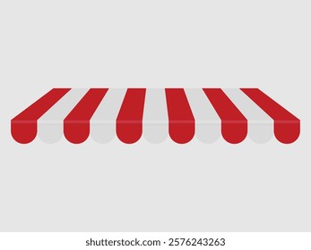 Shop tent. shop canopy, red and white striped roof. 3D realistic vector illustration