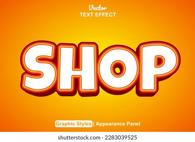 shop text effect with orange color graphic style editable