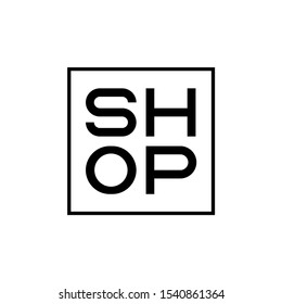 SHOP text typography in frame design vector