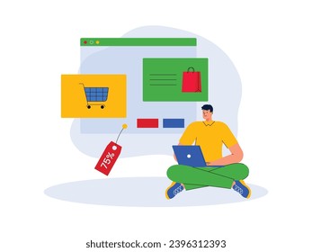 Shop through certain online marketplaces and get high discounts, cyber Monday vector illustration.
