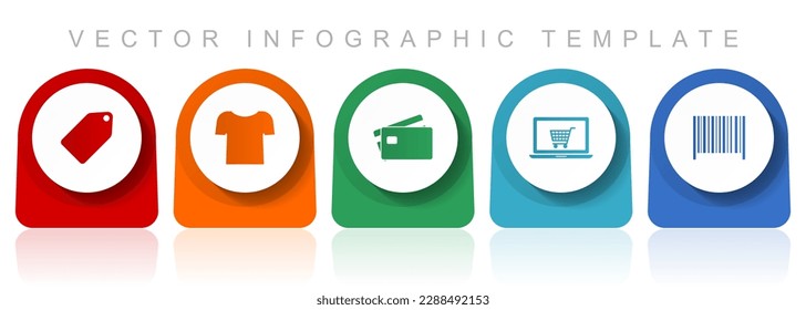 Shop and trade icon set, flat design miscellaneous colorful icons such as ticket, shirt, credit card, laptop and bar code for webdesign and mobile applications, infographic vector template in eps 10