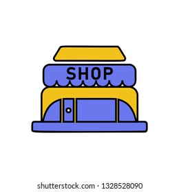 Shop trendy flat icon - store sign vector