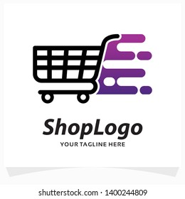 Shop Trolley Logo Design Template