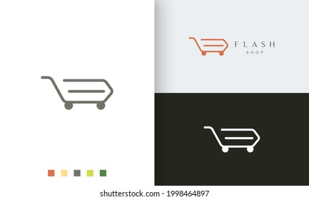 shop or trolley logo template with simple shape