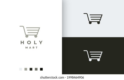 shop or trolley logo template with simple shape