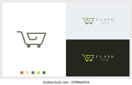 shop or trolley logo template with simple shape