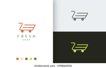 shop or trolley logo template with simple shape