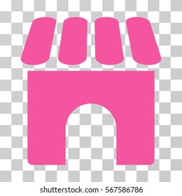 Shop vector icon. Illustration style is flat iconic pink symbol on a transparent background.