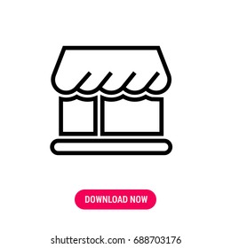Shop vector icon, The outlined symbol of shop with glass window. Simple, modern flat vector illustration for mobile app, website or desktop app  