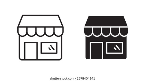 Shop vector icon set in black color.