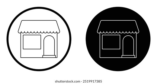 Conjunto de iconos de Vector de la tienda. Tienda de compras aislada sobre fondo blanco. Dibujo de contorno simple de la tienda.