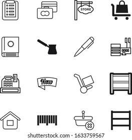 shop vector icon set such as: barcode, special, text, tool, textbook, technology, board, sticker, plastic, estate, cozy, code, coffee, pen, cup, hanging, sketch, signage, tradition, flavored, drink