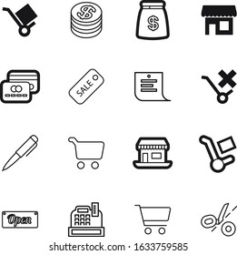 shop vector icon set such as: marketing, new, planning, message, product, credit, till, storefront, post, merchandise, bag, counter, move, education, office, button, shape, checklist, shipment, old