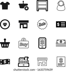 shop vector icon set such as: clothes, balance, amount, register, ring, logo, merchandise, ticket, warehouse, mark, transfer, communication, shelve, wife, rounded, digital, face, connection