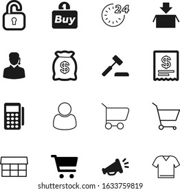 shop vector icon set such as: e-commerce, stand, media, bag, 24, safety, color, reader, packaging, communication, drawing, keyhole, computer, gavel, credit, glossy, amount, auction, donation, booth