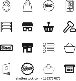 shop vector icon set such as: merchandise, calculation, guilt, dropdown, old, wife, ticket, expand, handbook, logistic, pictogram, front, round, outline, transaction, bill, bag, nfc, courthouse