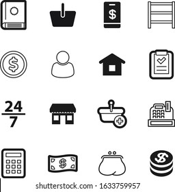 shop vector icon set such as: investment, 24, days, fashion, users, male, phone, apple, transaction, network, stack, magazine, grip, social, math, till, connection, salary, contact, mobile, online