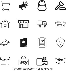 shop vector icon set such as: purchase, currency, basket, badge, message, silhouette, safety, legal, contact, special, promotion, tag, storefront, phone, banner, shipping, restaurant, add, magazine