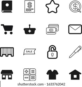 shop vector icon set such as: advertising, safe, mark, rounded, data, style, building, trolley, amount, facade, construction, deal, privacy, home, clothes, address, safety, real, house, postage, polo