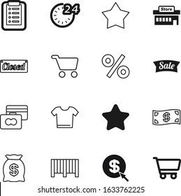 shop vector icon set such as: debt, pay, plastic, open, percentage, 24, exterior, center, closed, system, building, hour, percent, set, grocery, rich, hold, pile, barcode, blue, rounded, promotion