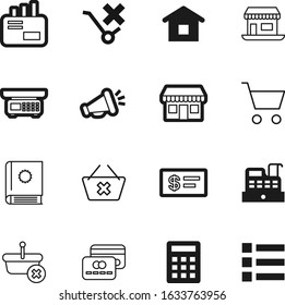 shop vector icon set such as: wealth, equipment, blue, caution, card, mobile, school, textbook, megaphone, measure, catalogue, message, technology, no, sound, magazine, ecommerce, speaker, image