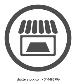 Shop vector icon. Style is flat rounded symbol, gray color, rounded angles, white background.