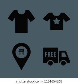 shop vector icons set. with t shirt star, store location, t shirt and free delivery in set